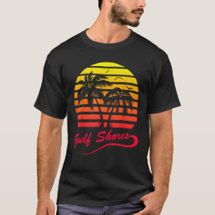 Camiseta Golfo Costero Alabama 80 Verano Playa Palm Tree Su