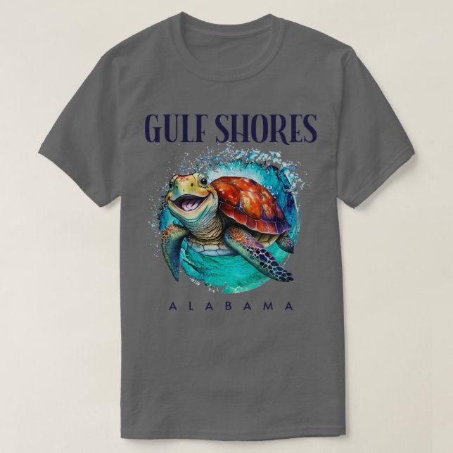 Camiseta Golfo de Alabama Acuarela Feliz Tortuga Marina (Diseño del anverso)