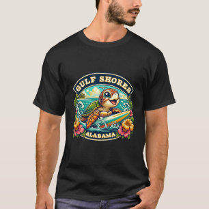 Camiseta Golfo de Alabyma Cute Sea Turtle Surfing