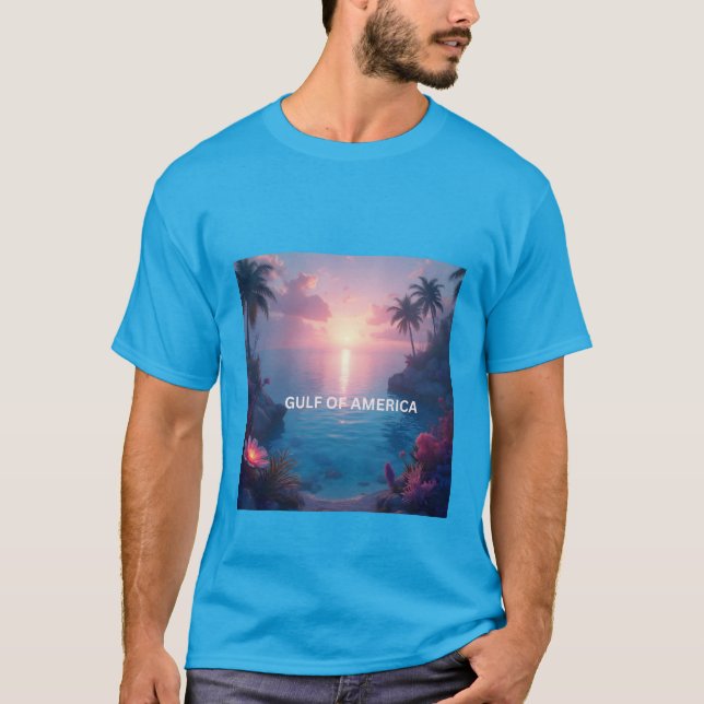 Camiseta Golfo de américa con puesta de sol (Anverso)