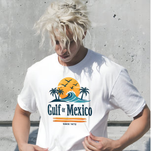 Camiseta Golfo de México desde 1672 Blanco tropical