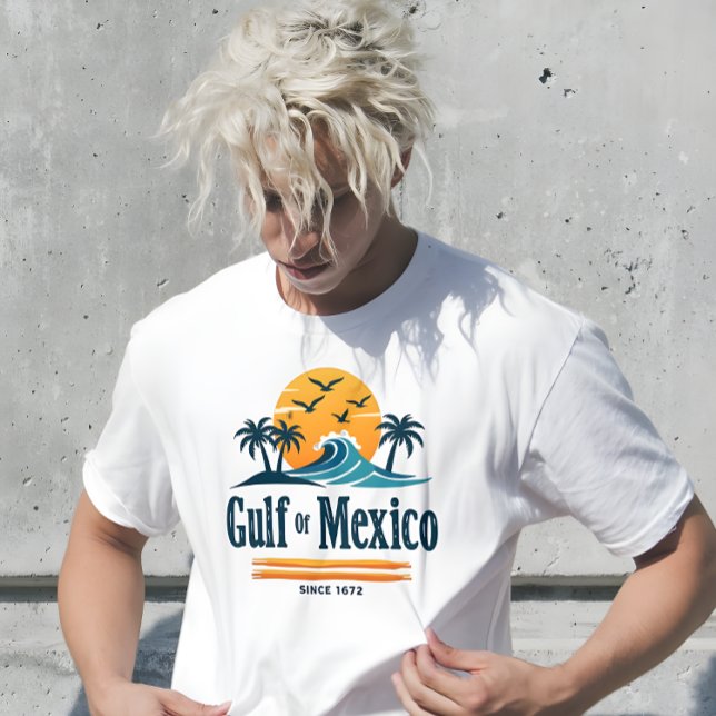 Camiseta Golfo de México desde 1672 Blanco tropical (Gulf of Mexico Since 1672 Tropical White T-Shirt )