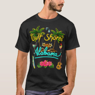 Camiseta Golfo Playa Alabama Palm Palm Sun Set Palm
