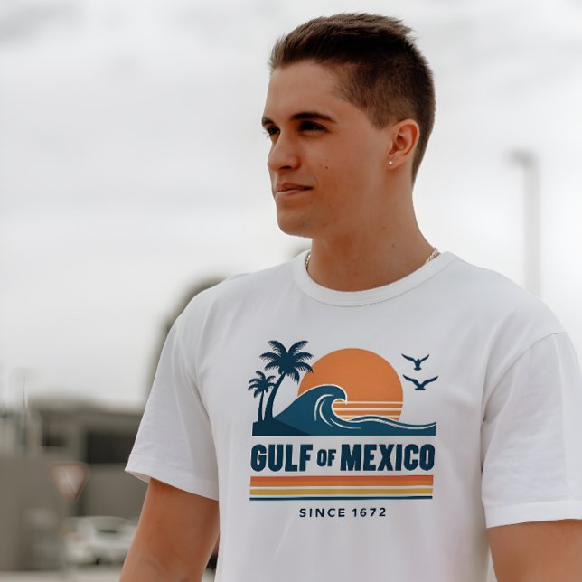 Camiseta Golfo Retro de México desde 1672 Blanco (Retro Gulf of Mexico Since 1672 White T-Shirt.)