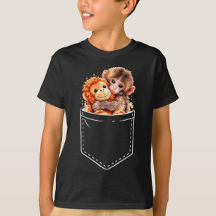 Camiseta Golpe de mono bebé y hombres divertidos de bolsill