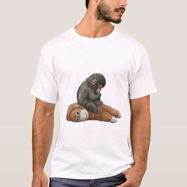 Camiseta Golpe de Mono, Beso de Bebé Orangután Mono  (Anverso)