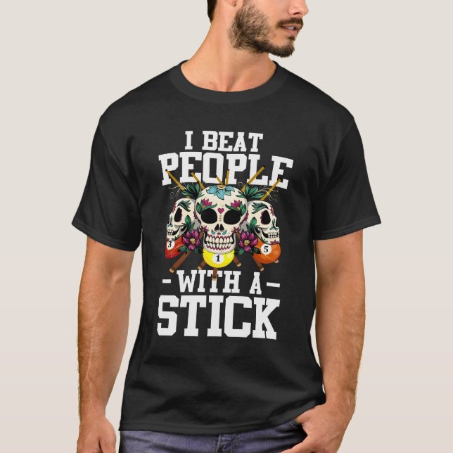 Camiseta Golpea a la gente con palo 8 Ball Sugar Skull Bill (Anverso)