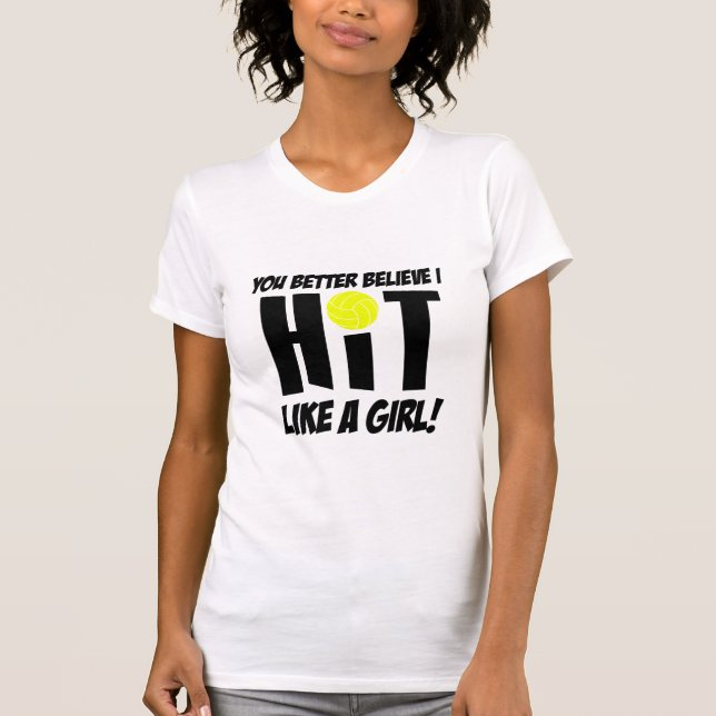 Camiseta golpea como una chica voleibol (Anverso)