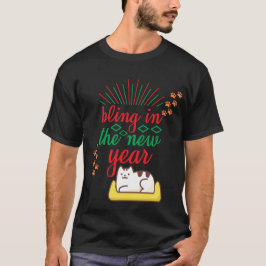 Camiseta Golpeando en el gato de Año Nuevo en el sofá