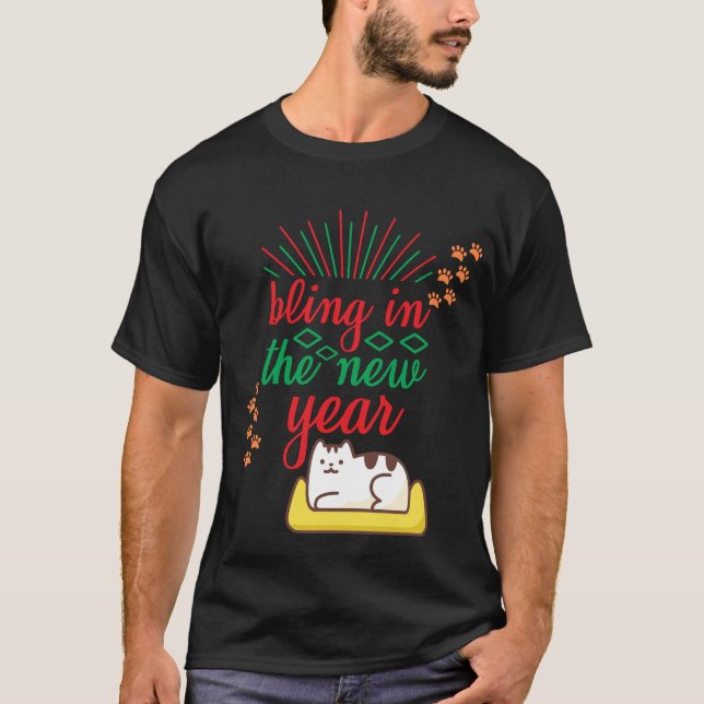 Camiseta Golpeando en el gato de Año Nuevo en el sofá (Anverso)