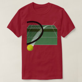 Camiseta Golpear una pelota de tenis en una cancha de tenis