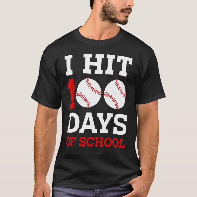 Camiseta Golpeé 100 Días De Béisbol Escolar 100 Días, Toddl (Anverso)