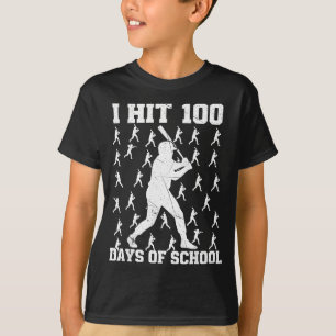 Camiseta Golpeé 100 Días De Escuela Niño De Béisbol