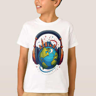 Camiseta Golpes globales: Tierra y audífonos