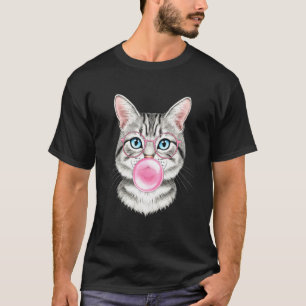 Camiseta Goma de burbujas rosa gato Gato lindo para regalo 