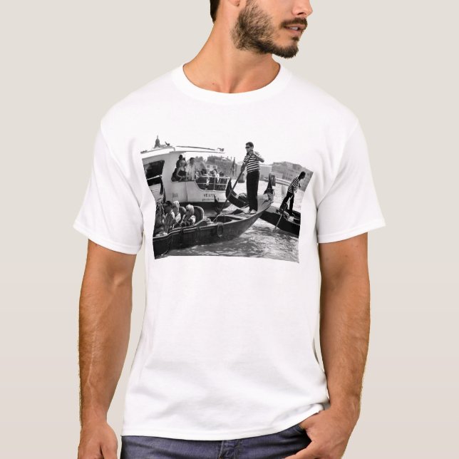 CAMISETA GONDOLEROS DE VENECIA EN BLANCO Y NEGRO (Anverso)