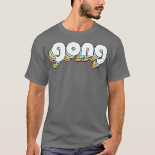 Camiseta Gong Retro Estilo de tipografía arcoiris oscuro