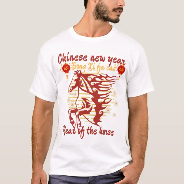 Camiseta Gong Xi fa Cai year of the horse chinese newyear  (Anverso)