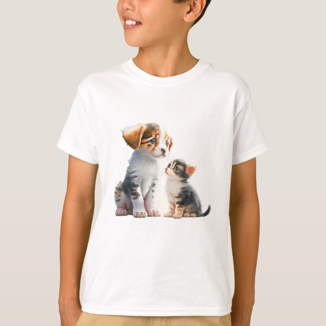 Camiseta Good Friends Puppy And Kitten (Anverso)