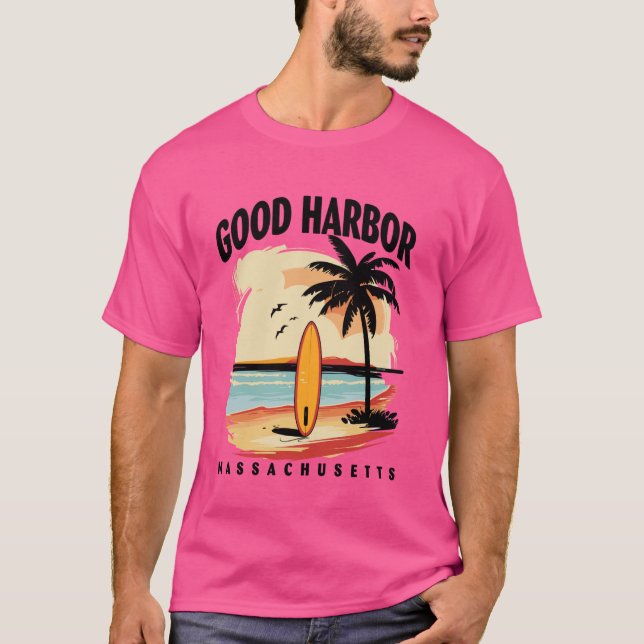 Camiseta Good Harbour Beach Massachusetts Surfboard Surfing (Anverso)