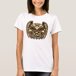 Camiseta Good Luck 2025 Doppeladler Totenkopf Gold