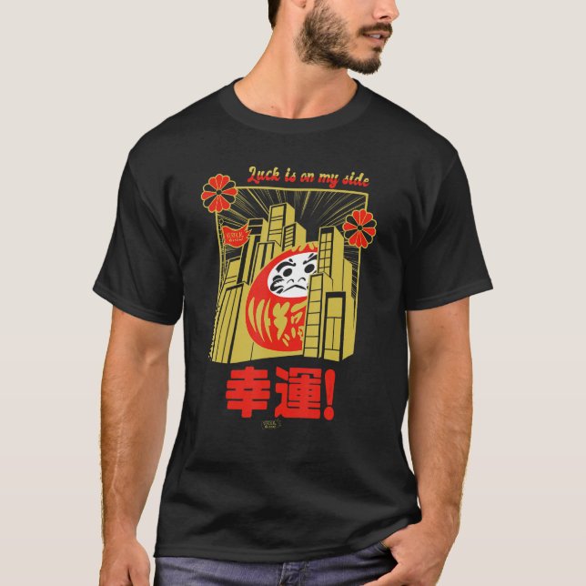 Camiseta Good Luck Daruma retro tokyo japan kaiju showa zen (Anverso)