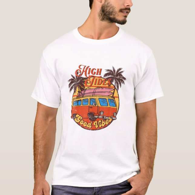Camiseta Good Vibes High Tides Retro 60S Faded Summer Gift (Anverso)