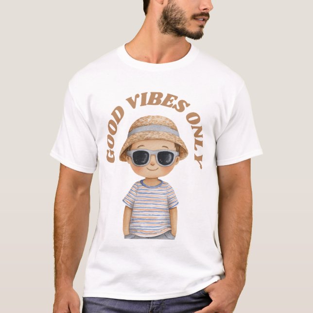 Camiseta Good Vibes Only – Cute Positive Illustration (Anverso)