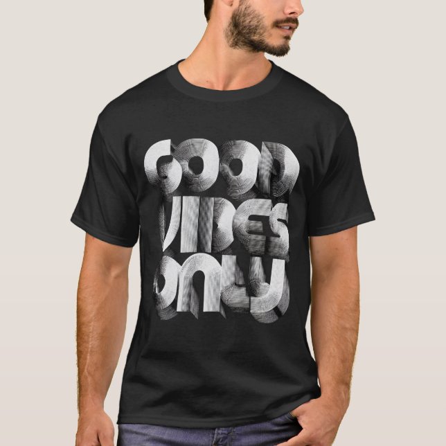 Camiseta Good Vibes Only – Retro 3D Line Typography (Anverso)