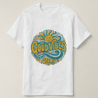 Camiseta Good Vibes Only Retro Sol Positivo