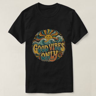 Camiseta Good Vibes Only Retro Sol Positivo