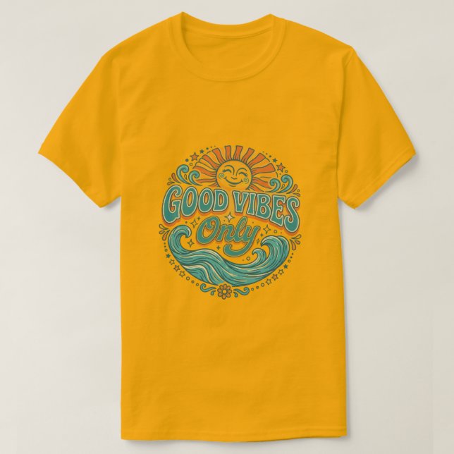 Camiseta Good Vibes Only Retro Sol Tee Positivo (Diseño del anverso)