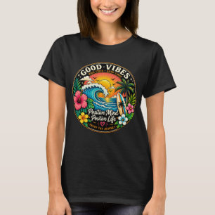 Camiseta Good Vibes Only Tropical Sunset Beach T-Shirt