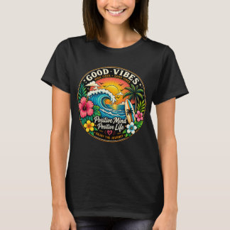 Camiseta Good Vibes Only Tropical Sunset Beach T-Shirt