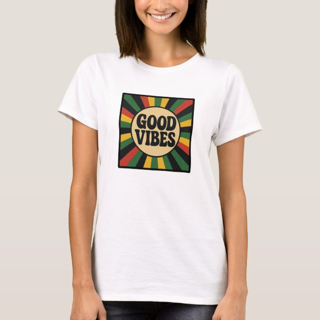 Camiseta Good Vibes Retro Reggae Art (Anverso)