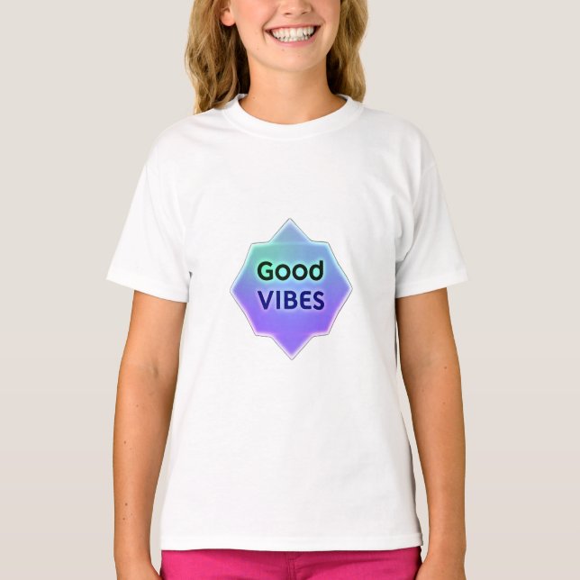Camiseta "Good Vibes" Text on Gradient Star Shape (Anverso)