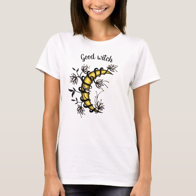 Camiseta Good Witch Floral Moon Magic Witchen Pagan (Anverso)