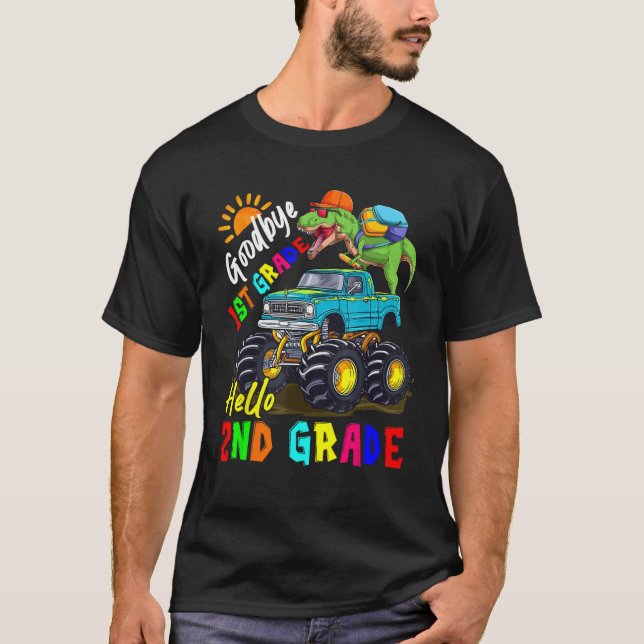 Camiseta Goodbye 1st Grade Hello 2nd Grade Rex Riding Monst (Anverso)
