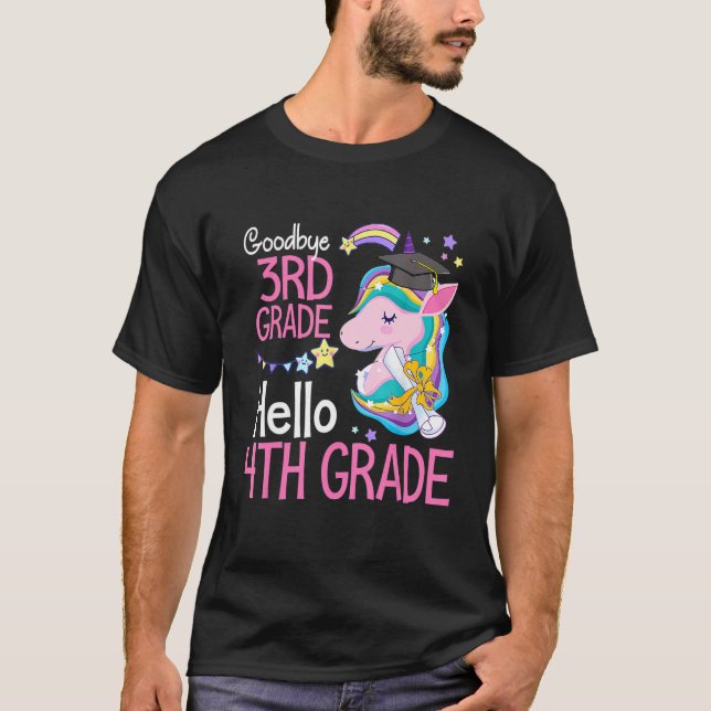 Camiseta Goodbye 3rd Grade Hello 4th Grade Cute Unicorn Gir (Anverso)