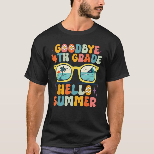 Camiseta Goodbye 4th Grade Hello Summer Groovy Teacher Girl (Anverso)