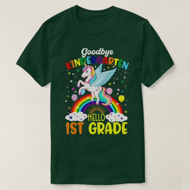 Camiseta Goodbye Kindergarten Hello 1st grade Unicorn Girls (Diseño del anverso)