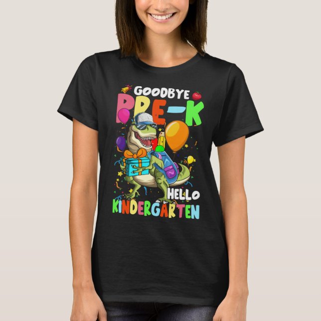 Camiseta Goodbye Pre K Hello Kindergarten Dinosaur Boys Gir (Anverso)