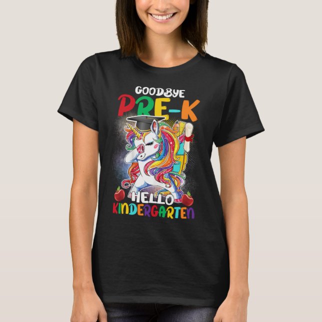 Camiseta Goodbye Pre K Hello Kindergarten Graduate Unicorn  (Anverso)