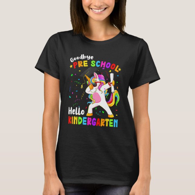 Camiseta Goodbye Preschool Hello Kindergarten Unicorn Back  (Anverso)