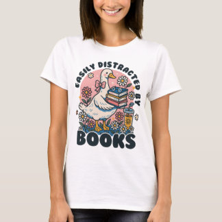 Camiseta Goose tonto distrado fácilmente por libros
