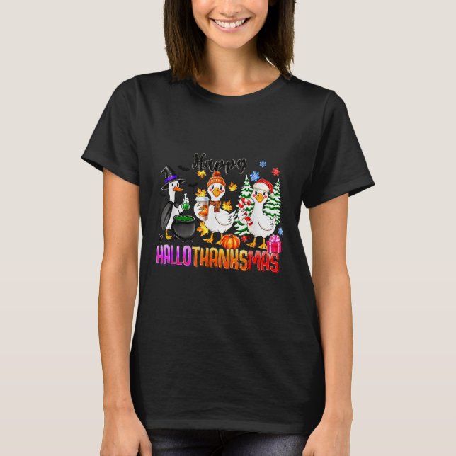 Camiseta Gooses Halloween Thanksgiving Christmas Happy Hall (Anverso)