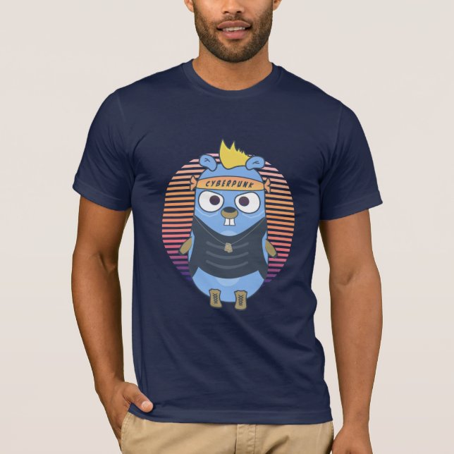 Camiseta Gopher de Golang al estilo del ciberpunk (Anverso)
