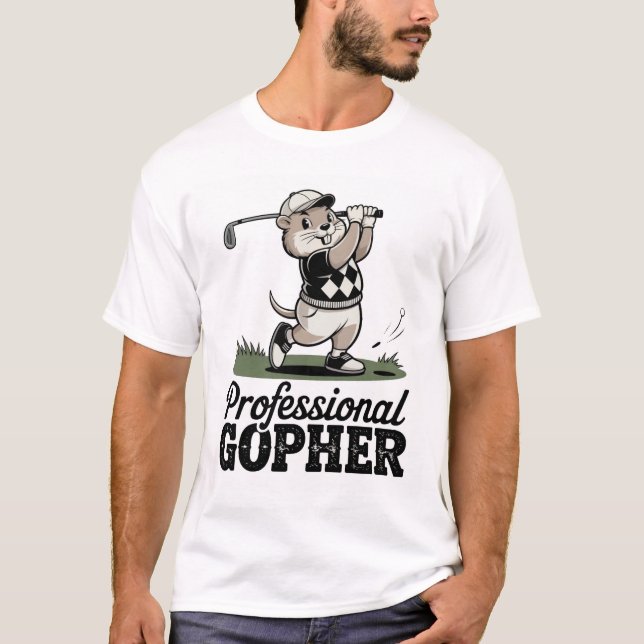 Camiseta Gopher profesional - Ilustracion de golf retro (Anverso)