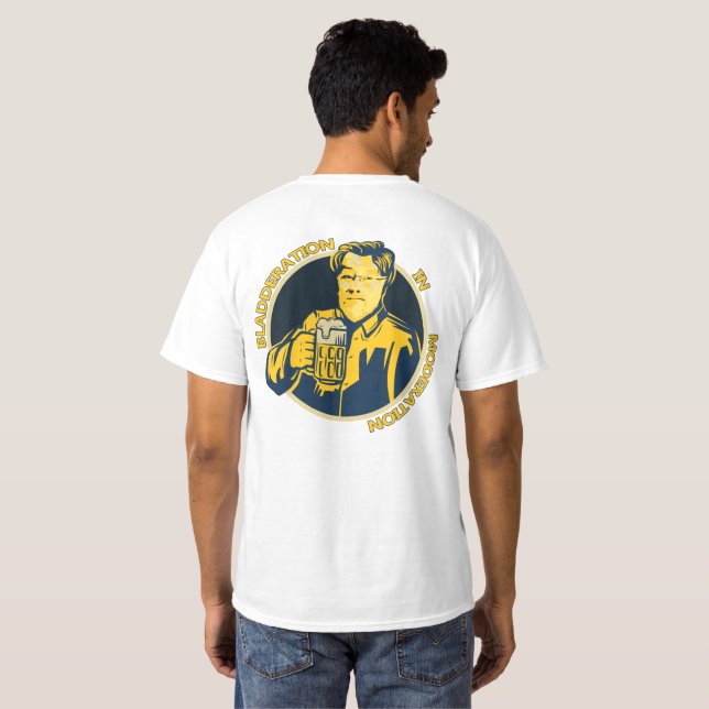 Camiseta gordinflona de la cerveza de Bladderation (Reverso completo)