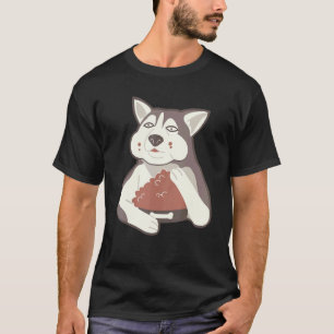 Camiseta Gordito Perro Siberiano Husky Comiendo Amante de l